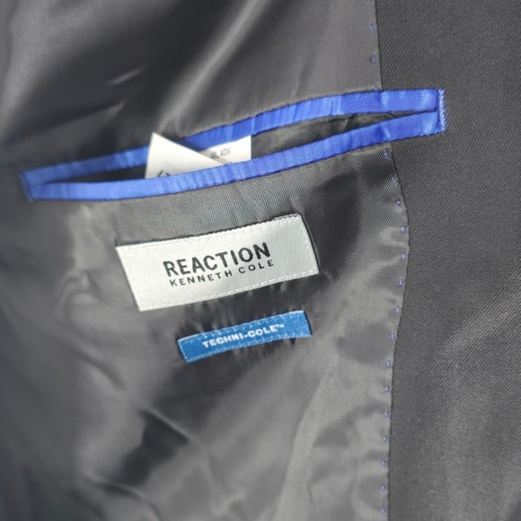 Kenneth Cole Reaction 2 Piece Suit Mens 46L Pants 40W Black Business Casual NWT - Picture 7 of 15